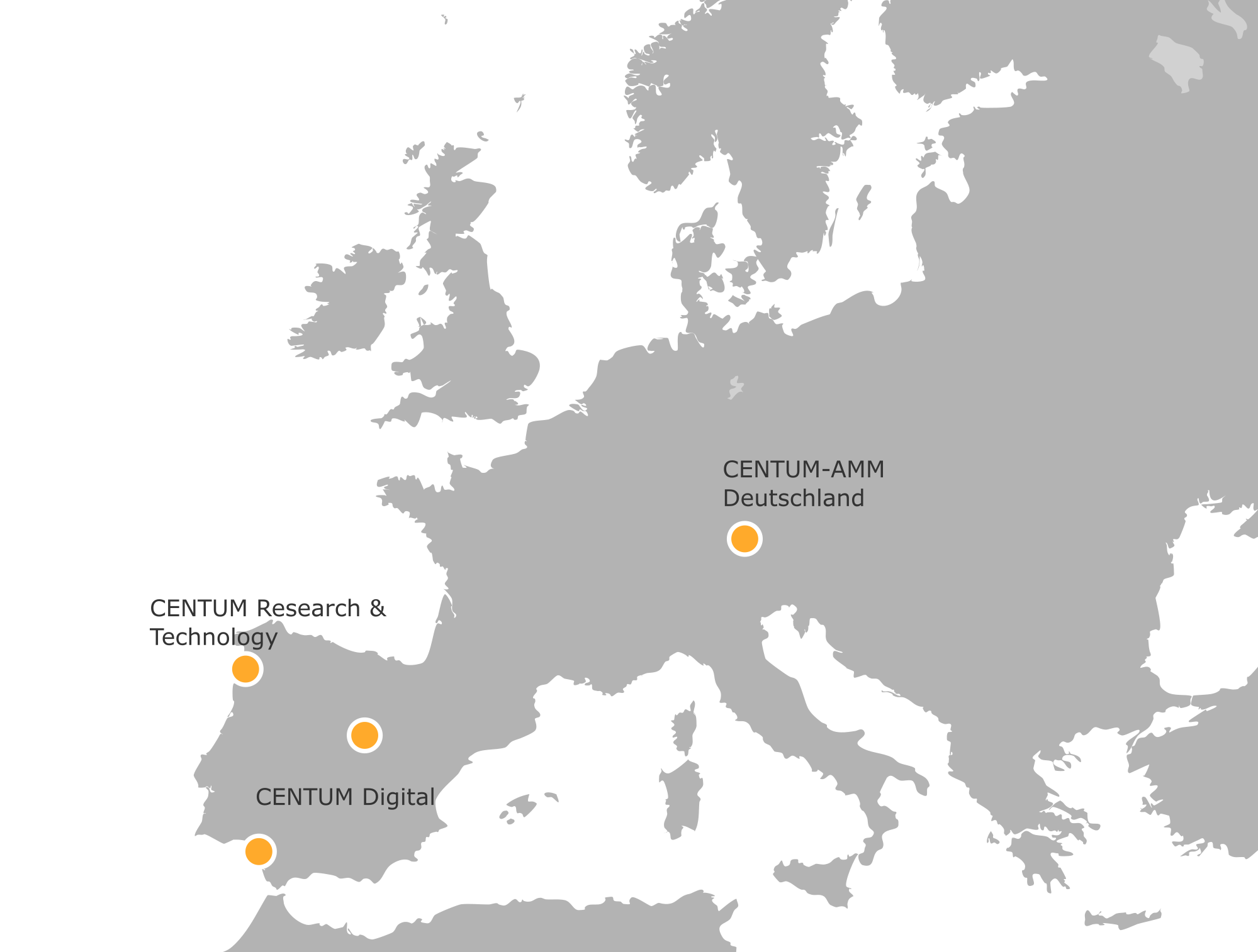 Map showing locations of CENTUM Group